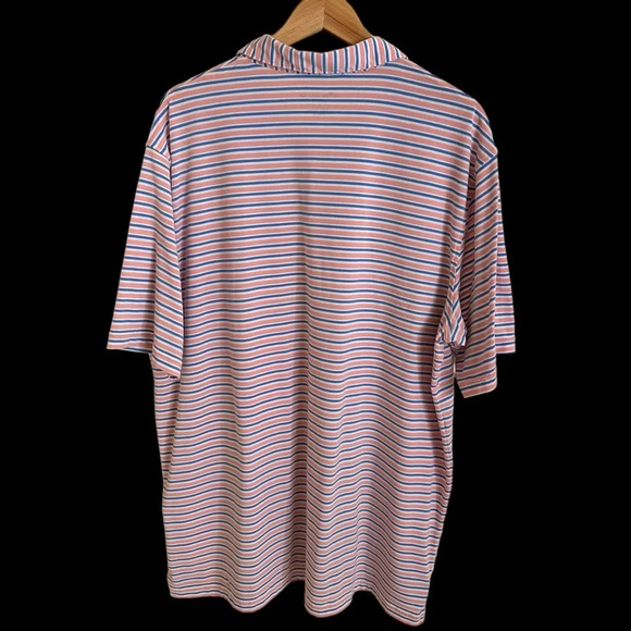 Peter Millar size XL Seaside Stripe Knit Polo Shirt Blue Pink Striped Summer - Picture 2 of 4